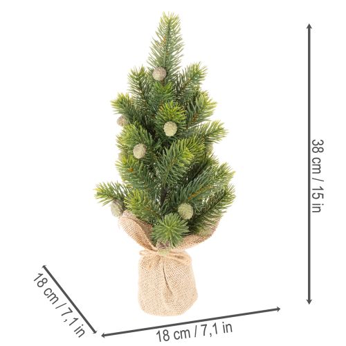 Mini sapin artificiel en jute - Décoration de table de Noël - 38 cm | Floristik24.fr