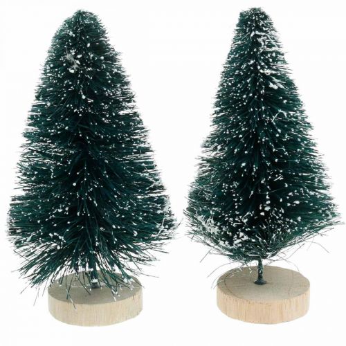 Floristik24 Mini sapin enneigé, décoration hivernale, sapin de Noël H9.5cm Ø5cm 2pcs