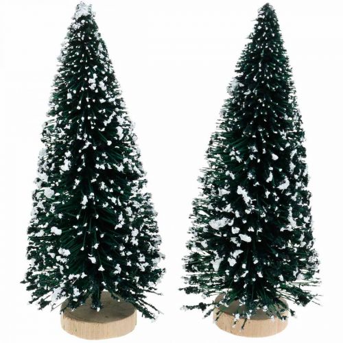 Floristik24 Sapin décoratif avec neige, décoration de Noël, Avent H13cm Ø5,5cm 2 pcs