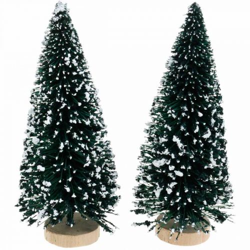 Floristik24 Sapin décoratif neigé, décoration de Noël, Avent H13cm Ø5.5cm 2pcs