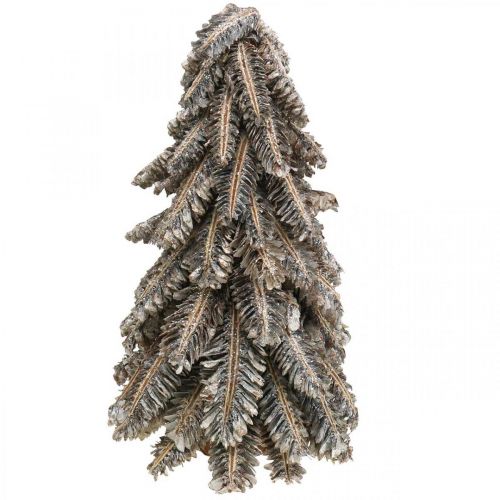 Floristik24 Sapin fait de cônes, sapin de Noël recouvert de neige, décorations d&#39;hiver, Avent, blanc lavé H33cm Ø20cm