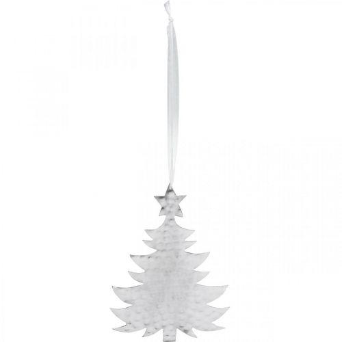 Article Pendentif sapin de Noël, décoration de l&#39;Avent, décoration en métal pour Noël, argent 20,5×15,5 cm