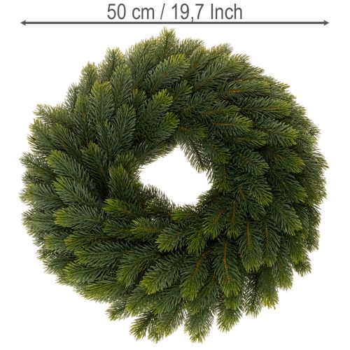 Couronne artificielle en branches de sapin vert ronde 50 cm | Floristik24.fr