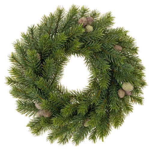 Couronne en branches de sapin artificielles avec pommes de pin 30 cm