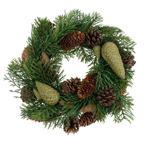 Floristik24 Couronne de sapin avec des cônes verts Ø30cm