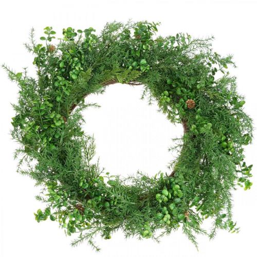 Floristik24 Couronne décorative grosses branches de conifères, cônes et buis vert 70cm