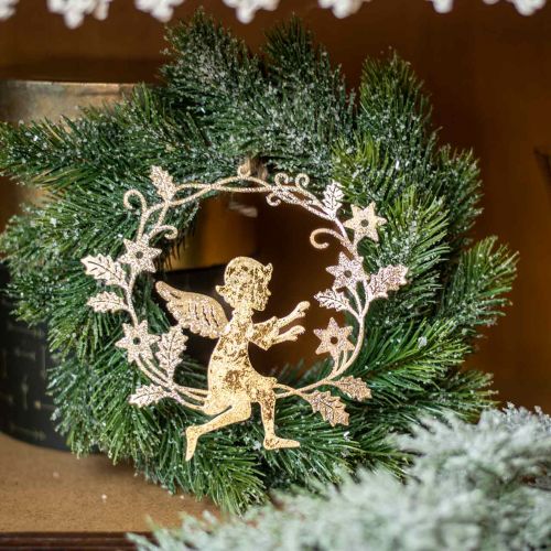 Couronne de sapin artificielle déco couronne Noël vert, glacé Ø25cm