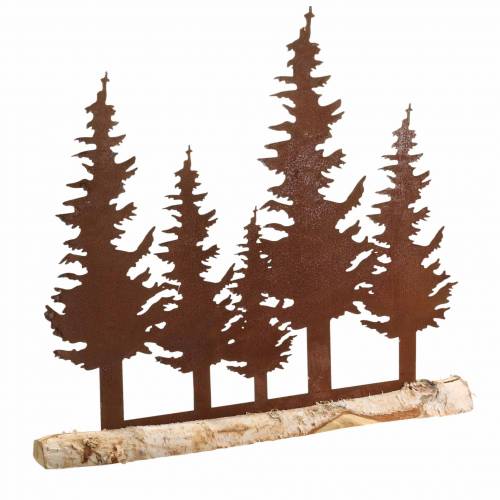 Floristik24 Silhouette de sapin patine sur tronc de bouleau 41cm x 36cm