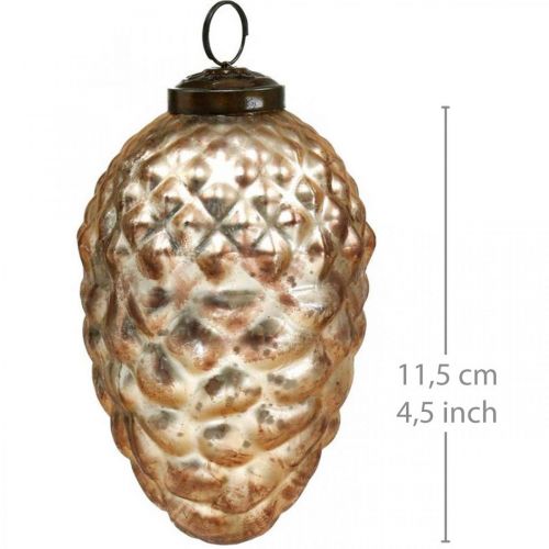 Floristik24 Pendentif pomme de pin, décorations de sapin de Noël, décoration d'automne, verre véritable, aspect antique Ø7cm H11,5cm 6pcs