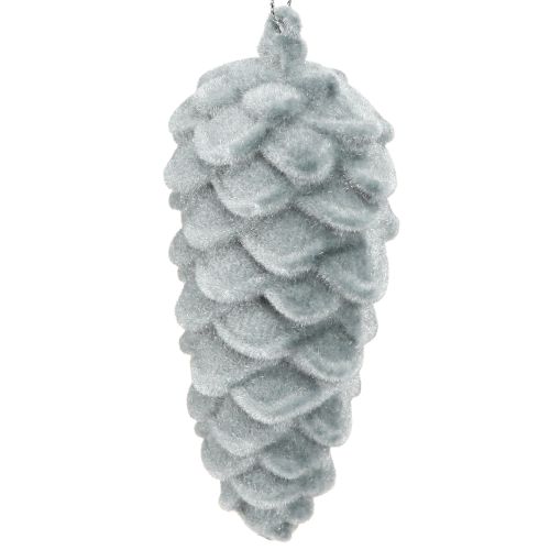 Floristik24 Pommes de pin décoratives grises floquées 11,5 cm 6 pièces
