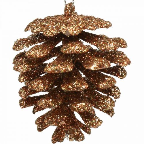 Article Décorations de sapin de Noël déco cônes paillettes cuivre H7cm 6pcs