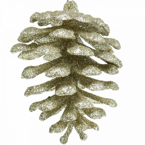 Floristik24 Décorations de sapin de Noël cônes décoratifs paillettes champagne H7cm 6 pcs