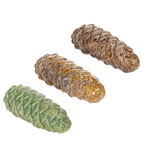 Cônes décoratifs en céramique - Lot de 3 - 14 cm - Vert et marron acheter | Floristik24.fr