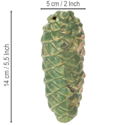 Cônes décoratifs en céramique - Lot de 3 - 14 cm - Vert et marron | Floristik24.fr
