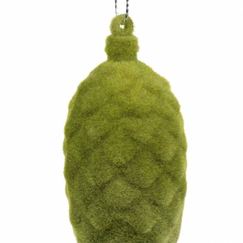 Floristik24 Cônes décoratifs floqués vert mousse 9,5cm/8cm 12 pcs