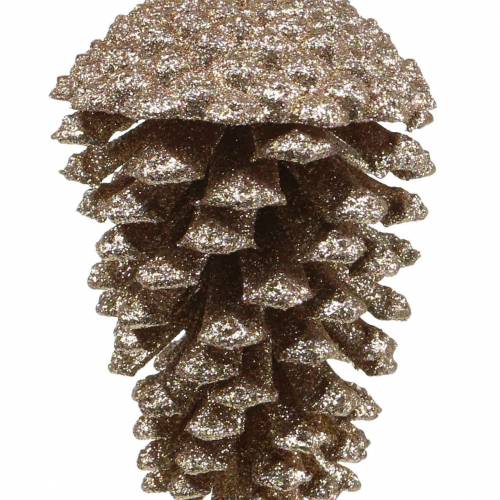 Article Pommes de pin dorées, paillettes 13cm 4 pcs décorations pour sapin de Noël