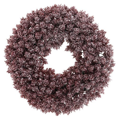 Floristik24 Couronne de pomme de pin Ø25cm Bourgogne glacé