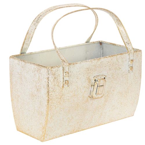 Sac en métal, contenant décoratif, rectangulaire, 26 cm, doré acheter | Floristik24.fr