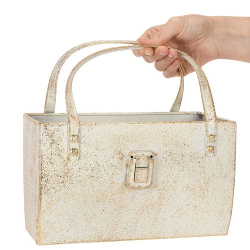 Sac en métal, contenant décoratif, rectangulaire, 26 cm, doré | Floristik24.fr