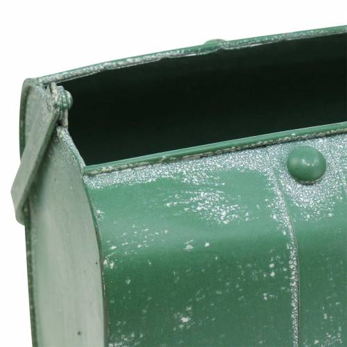 Floristik24 Jardinière avec anse métal vert, blanchi blanc H20cm