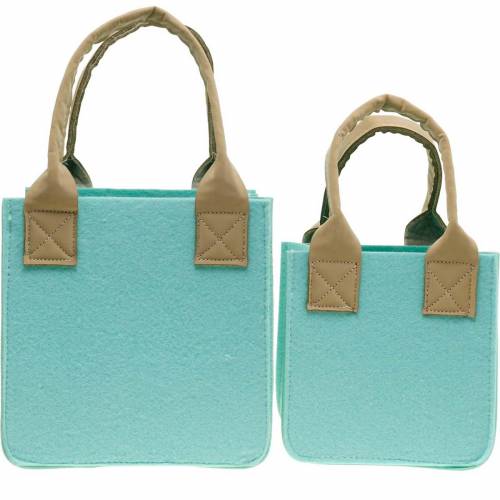 Floristik24 Jardinière décorative en feutre vert menthe panier en feutre avec poignées décoration feutre lot de 2