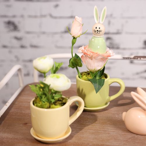 Article Tasse à café, objet décoratif pour une table élégante avec plantes, 11 cm, lot de 3