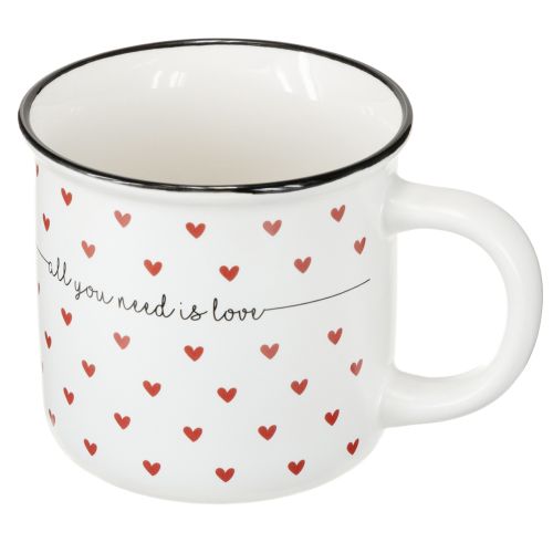 Tasse avec coeurs tasse en céramique blanc rouge Ø9cm H9cm