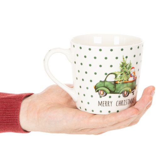 Tasses en céramique Merry Christmas 10 cm Motif voiture de Noël, lot de 2 | Floristik24.fr