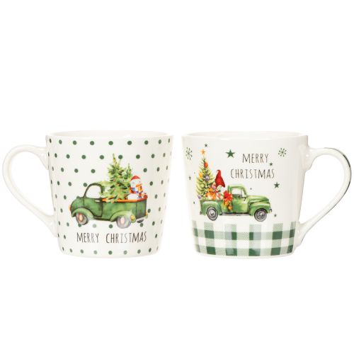 Tasses en céramique Merry Christmas 10 cm Motif voiture de Noël, lot de 2 | Floristik24.fr