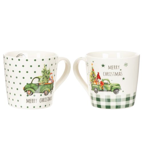 Tasses en céramique Merry Christmas 10 cm Motif voiture de Noël, lot de 2 | Floristik24.fr