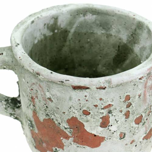 Floristik24 Cache-pot tasse vintage gris, argile naturelle Ø8.5cm H8cm 4pcs