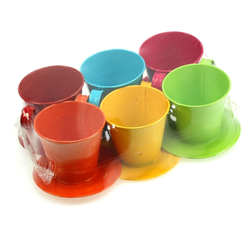 Article Tasse avec soucoupe Ø 9 cm H. 8 cm 6 p. coloris assortis