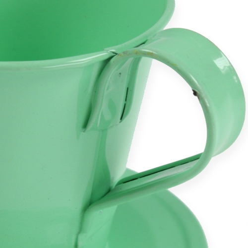 Floristik24 Tasse déco avec assiette vert pastel Ø9cm H8cm