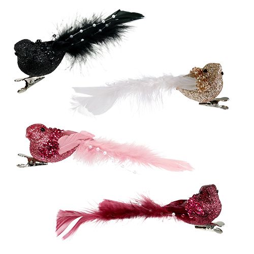 Floristik24 Pigeon sur le clip trié en couleur. 15cm 8pcs