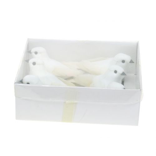 Floristik24 Pigeons déco sur fil blanc 11cm 6pcs