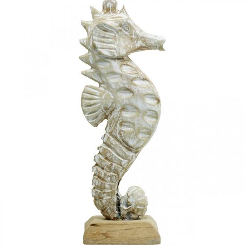 Article Déco Hippocampe Bois Blanc Décoration Maritime Dekofigur H38cm