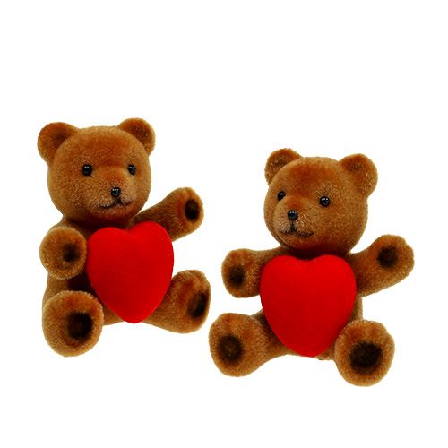 Floristik24 Nounours floqué 10cm avec coeur 6pcs