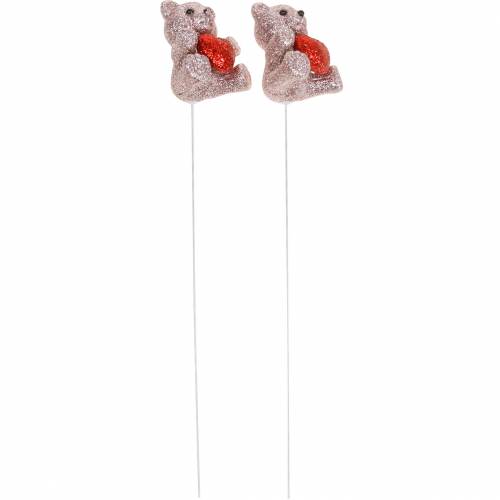 Article Bouchon décoratif ours avec coeur, Saint Valentin, bouchon fleur pailleté 9 pcs