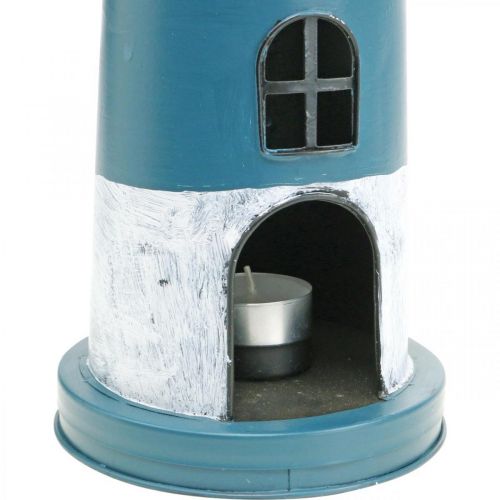 Floristik24 Photophore phare décoration maritime métal bleu, blanc Ø14cm H41cm