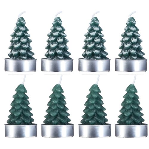 Article Bougies chauffe-plat Sapin de Noël vert enneigé 6,5cm 8pcs