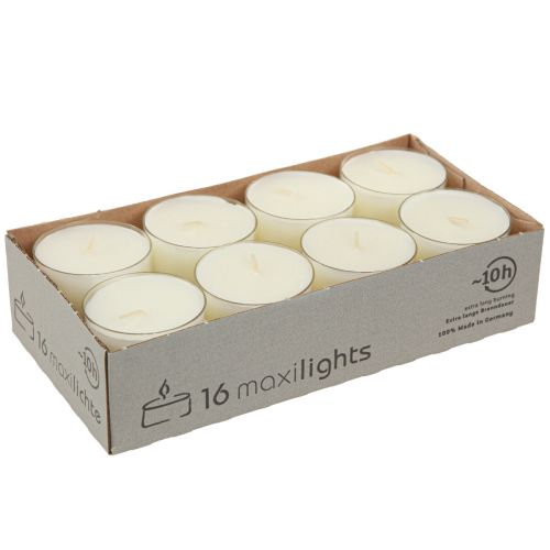 Article Bougies chauffe-plat maxi avec transp. Boîtier blanc 54mm 16 pcs