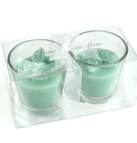 Floristik24 Déco bougies chauffe-plat en verre avec papillon 2pcs