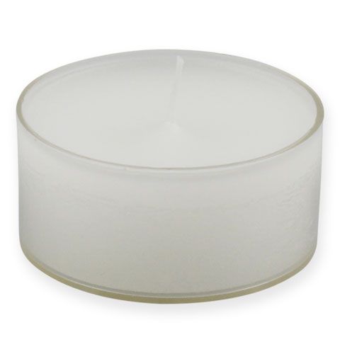 Bougies chauffe-plat maxi avec transp. Cache blanc 54mm 16pcs