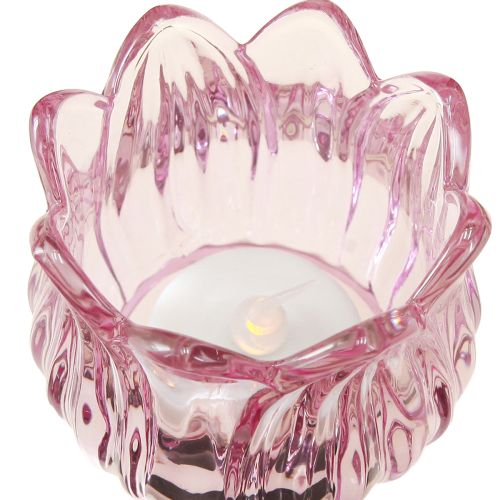 Floristik24 Photophore en verre fleur lanterne verre 3 couleurs Ø7cm H7cm 6pcs