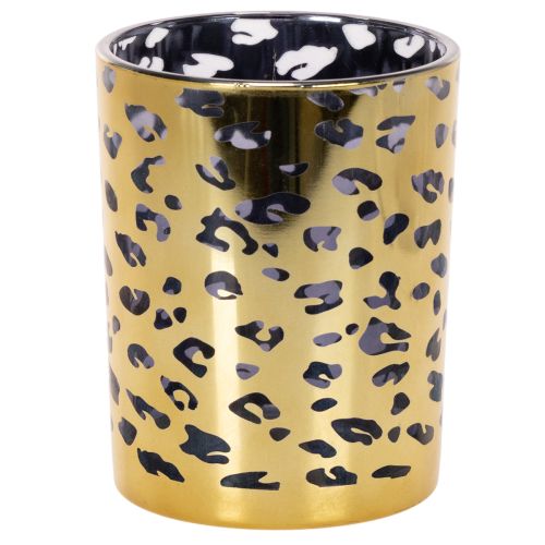 Porte-bougie chauffe-plat en verre à motif léopard, 12 cm