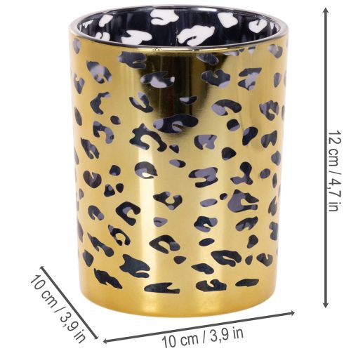 Porte-bougie chauffe-plat en verre à motif léopard, 12 cm | Floristik24.fr