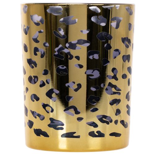 Porte-bougie chauffe-plat en verre à motif léopard, 12 cm | Floristik24.fr