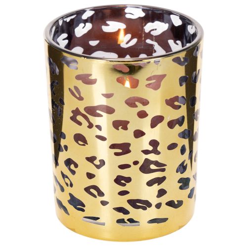 Porte-bougie chauffe-plat en verre à motif léopard, 12 cm | Floristik24.fr