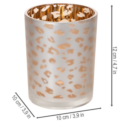 Porte-bougie chauffe-plat en verre à motif léopard, 12 cm | Floristik24.fr