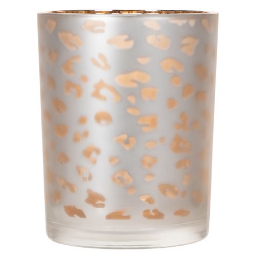 Porte-bougie chauffe-plat en verre à motif léopard, 12 cm | Floristik24.fr